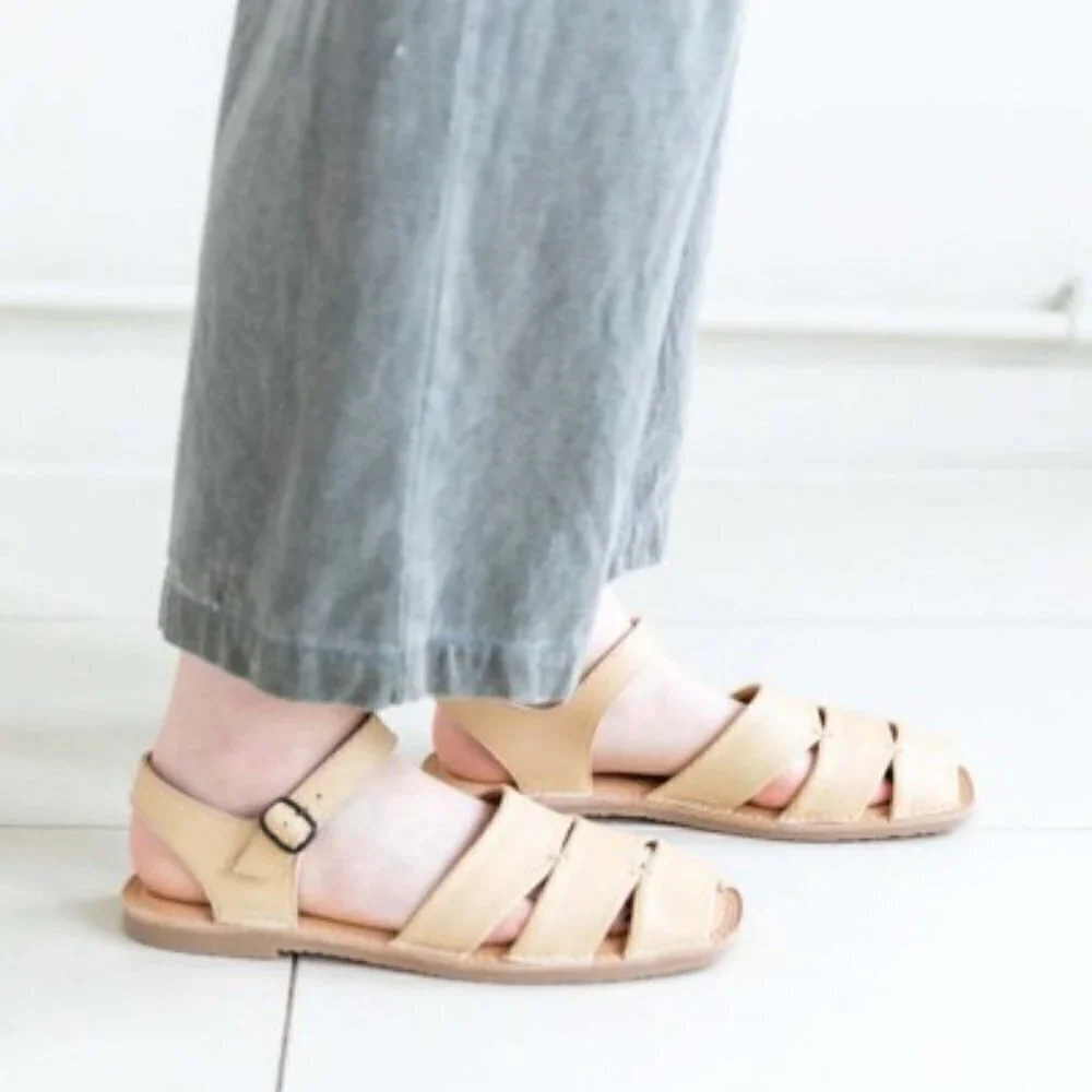 NWOT Hereu Morella Flat Sandals in Beige